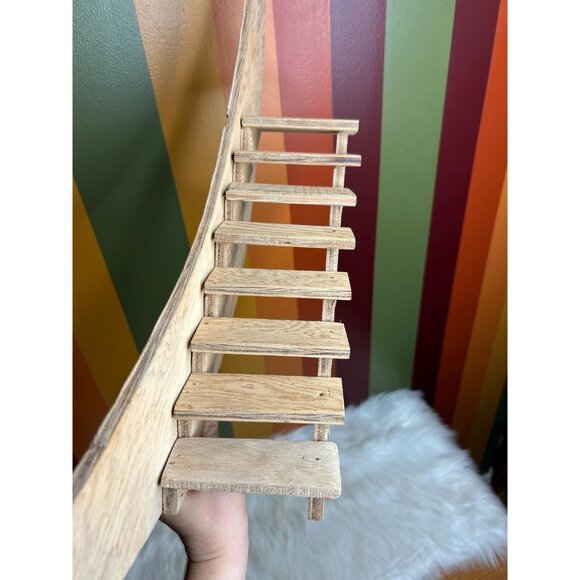 Vintage homemade wooden moon stairs wall hanging shelf - vintage cond. no hooks - Picture 2 of 6